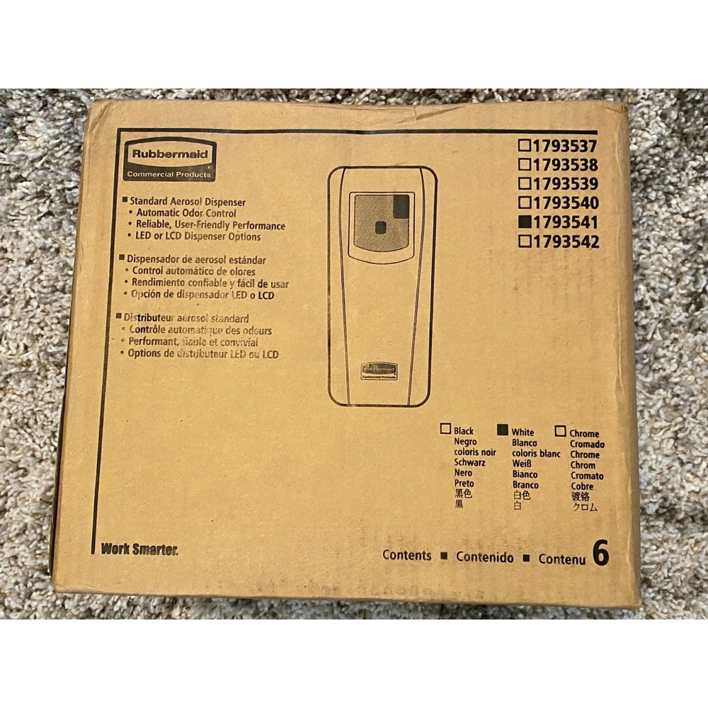 Case of 6 Rubbermaid Commercial Standard Aerosol Dispenser 1793541 White‎